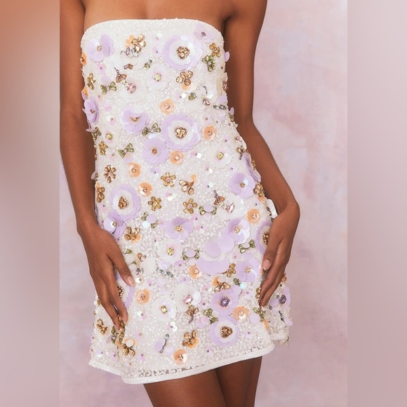 New LoveShackFancy Deja 3D Foral Embellish Dress - Picture 5 of 11